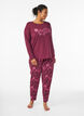 Cotton Pyjamas Hose mit Druck, Dunkles Bordeaux, Model image number 0