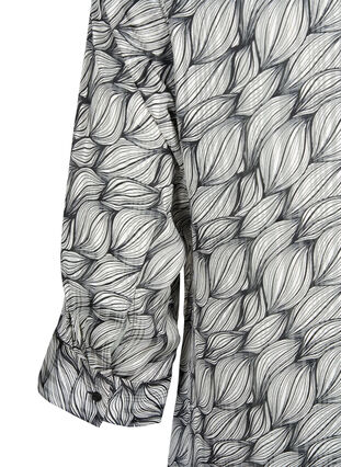 Bluse mit Print und 3/4-Ärmeln, Black White Leaf, Packshot image number 3
