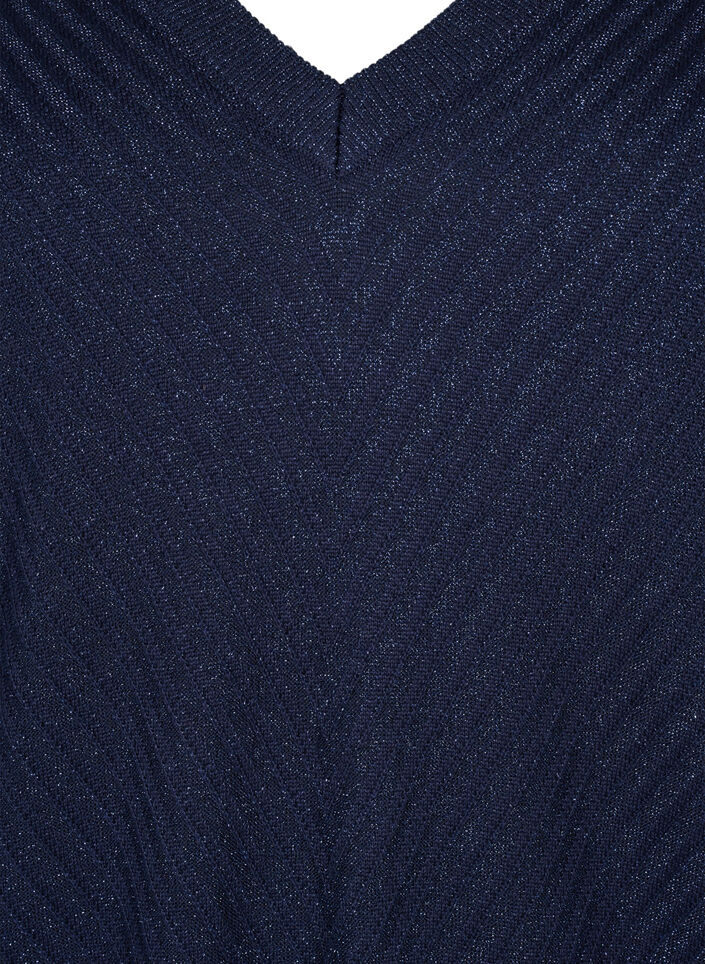 Strickbluse mit Schimmer-Effekt und V-Ausschnitt, Naval A.w.Blue Lurex, Packshot image number 2