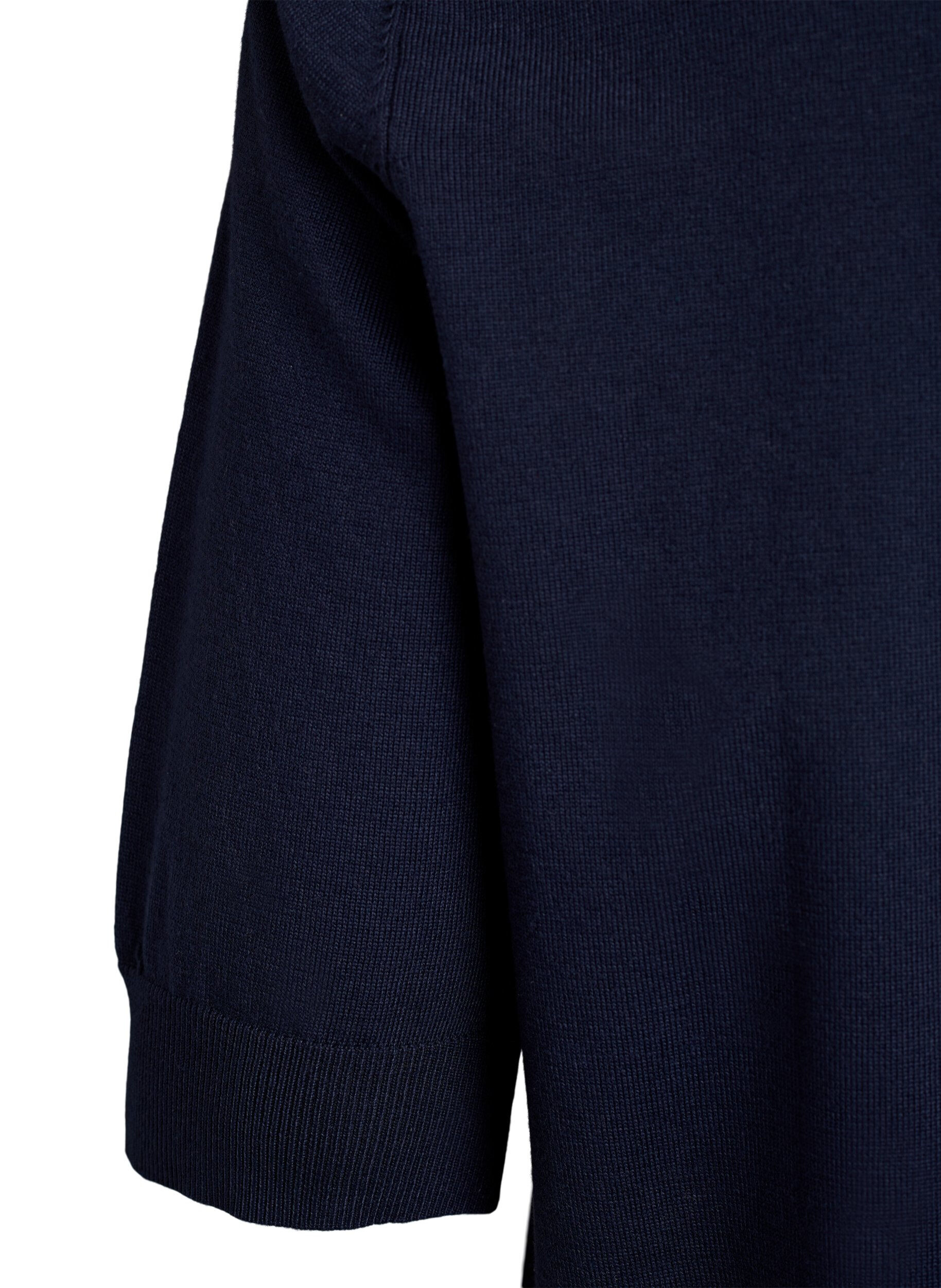 ZizziFLASH - Fein gestrickte Bluse mit kurzen &Auml;rmeln, Blau, Packshot image number 3