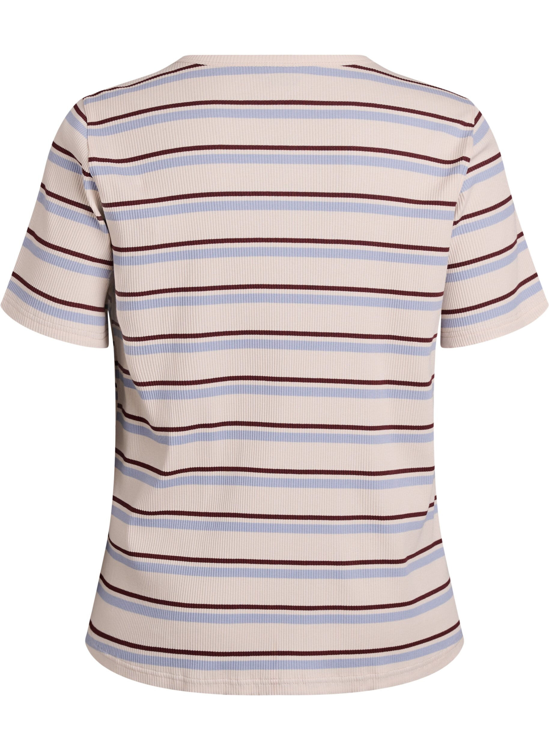 ZizziRipp-T-Shirt mit Streifen und Knopfdetail, lila, Packshot image number 1