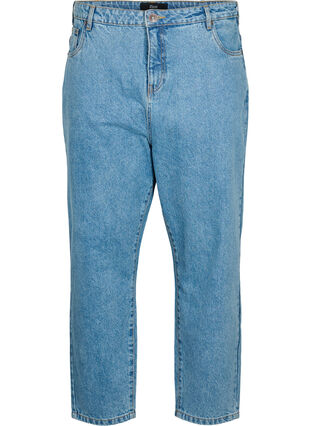 Cropped Mille Jeans mit hoher Taille, Light blue denim, Packshot image number 0