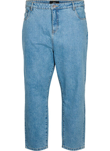 Cropped Gemma Jeans mit hoher Taille, Light blue denim, Packshot image number 0
