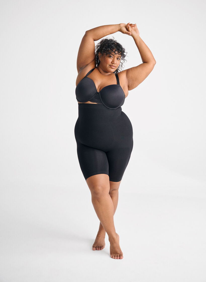 Hochtaillierte Shapewear Shorts, Schwarz, Image