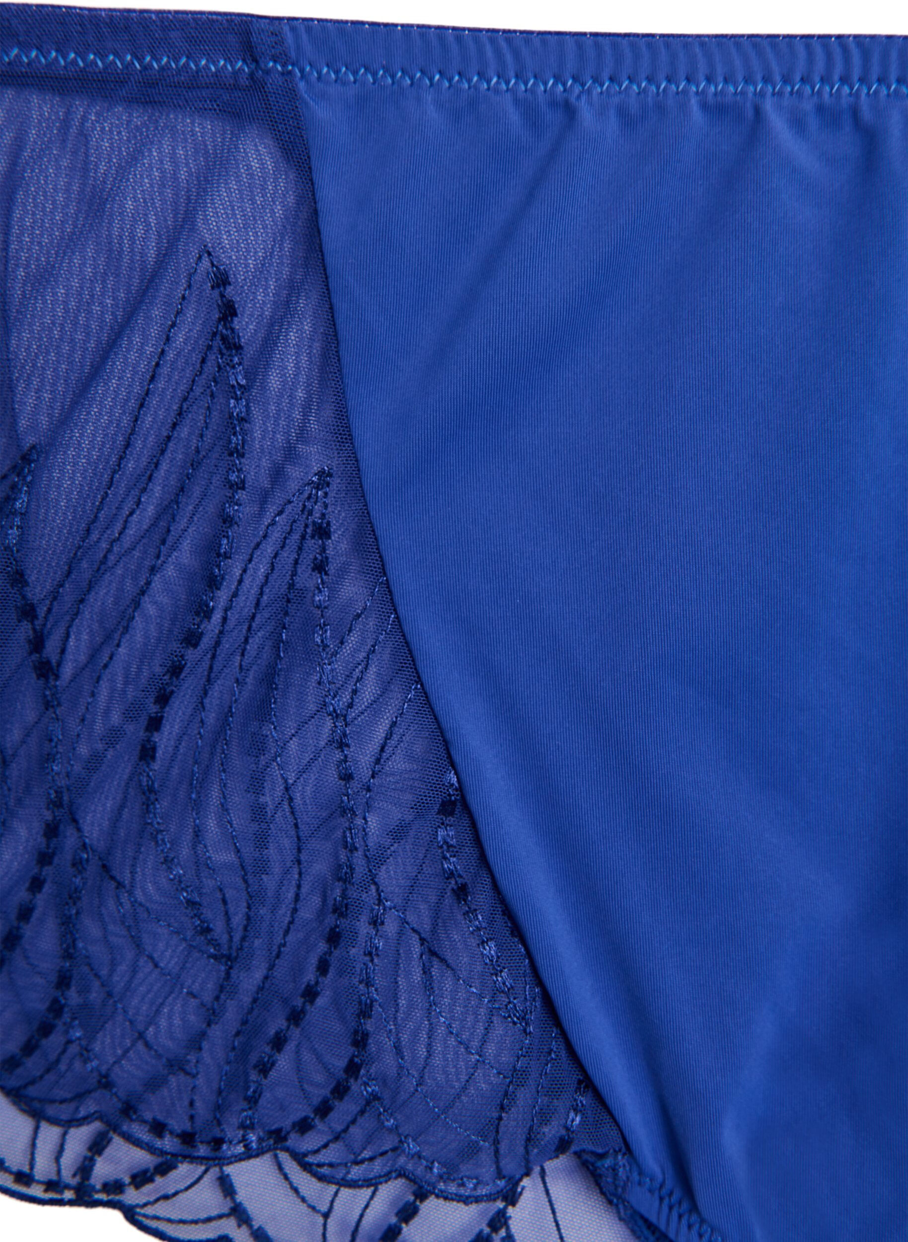 ZizziHipster-Slip aus Mikrofaser mit Spitze an den Seiten, Blau, Packshot image number 2