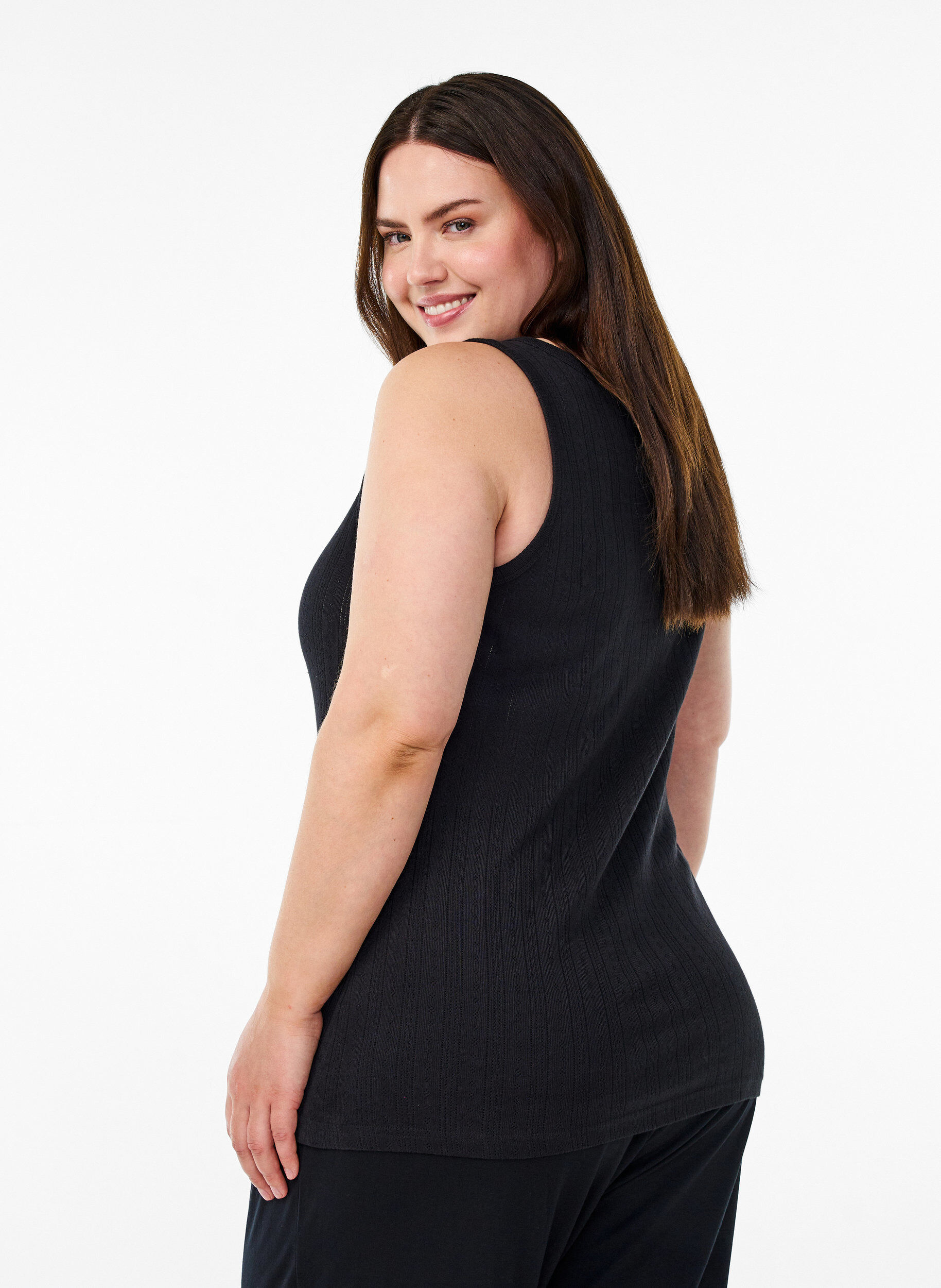 ZizziNachthemd aus Bio-Baumwolle mit Strukturmuster, Schwarz, Model image number 2