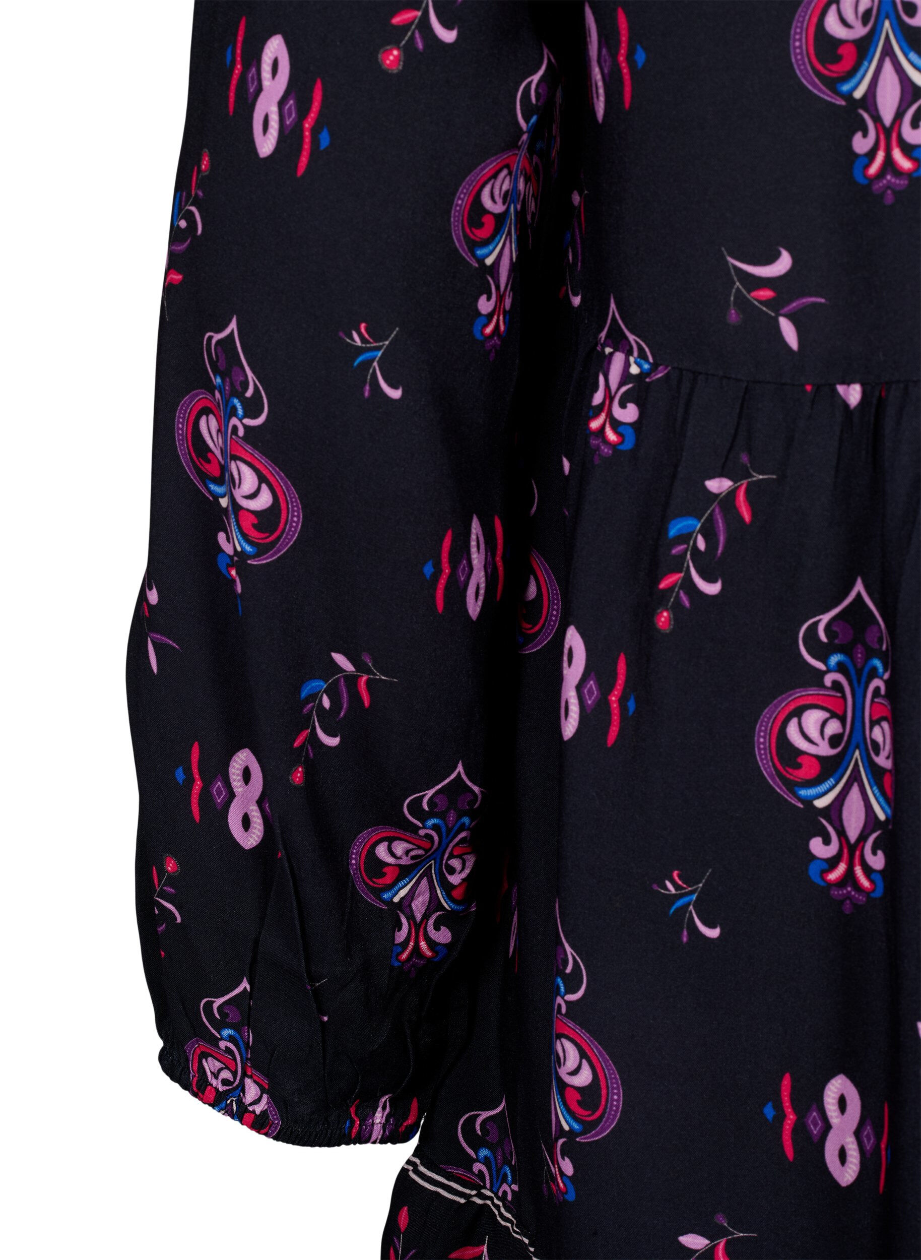 ZizziBedrucktes lang&auml;rmeliges Viskosekleid, Black Pink AOP, Packshot image number 3