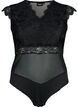 Bodystocking mit Spitze und V-Ausschnitt, Black, Packshot image number 0