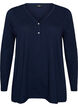 Langarmshirt mit V-Ausschnitt und Kn&ouml;pfen, Blau, Packshot image number 0