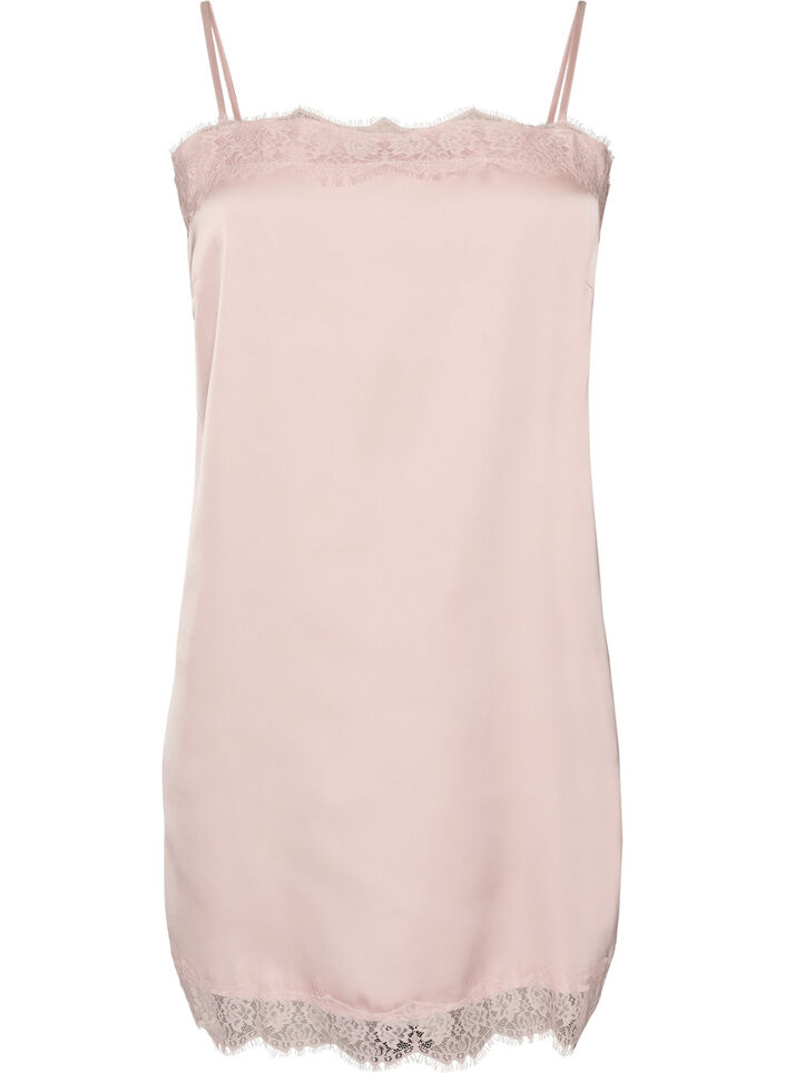 Langes Top aus Satin mit Spitzen, Rot, Packshot image number 0