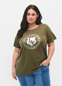 T-Shirt aus Bio-Baumwolle mit Druck, Ivy G. W. Silver LA, Model