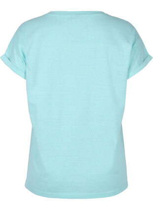 Meliertes T-Shirt aus Baumwolle, Aqua Splash Melange, Packshot image number 1