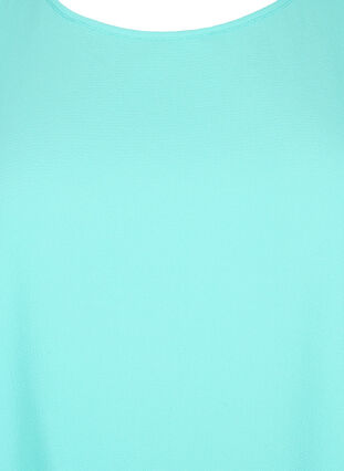 Bluse mit kurzen Ärmeln und Rundhalsausschnitt, Turquoise, Packshot image number 2