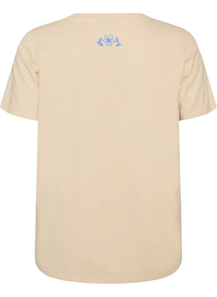 T-shirt aus Baumwolle mit Print, Beige, Packshot image number 1