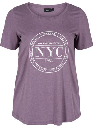 Meliertes T-Shirt mit Print und kurzen Ärmeln, Vintage Violet Mel., Packshot image number 0