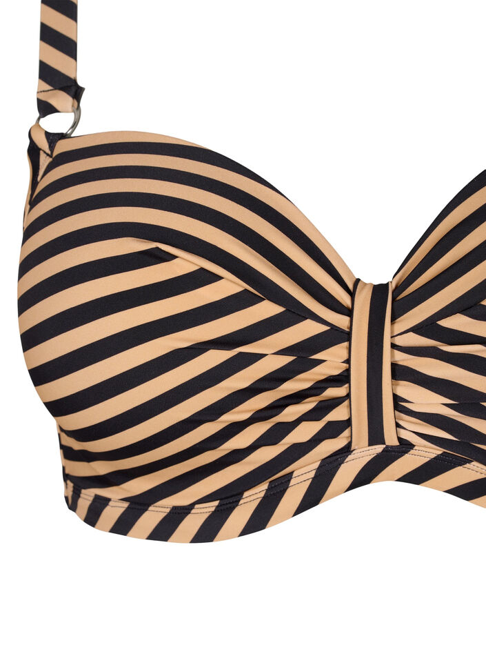 Bikinioberteil mit B&uuml;gel und Muster, Braun, Packshot image number 2