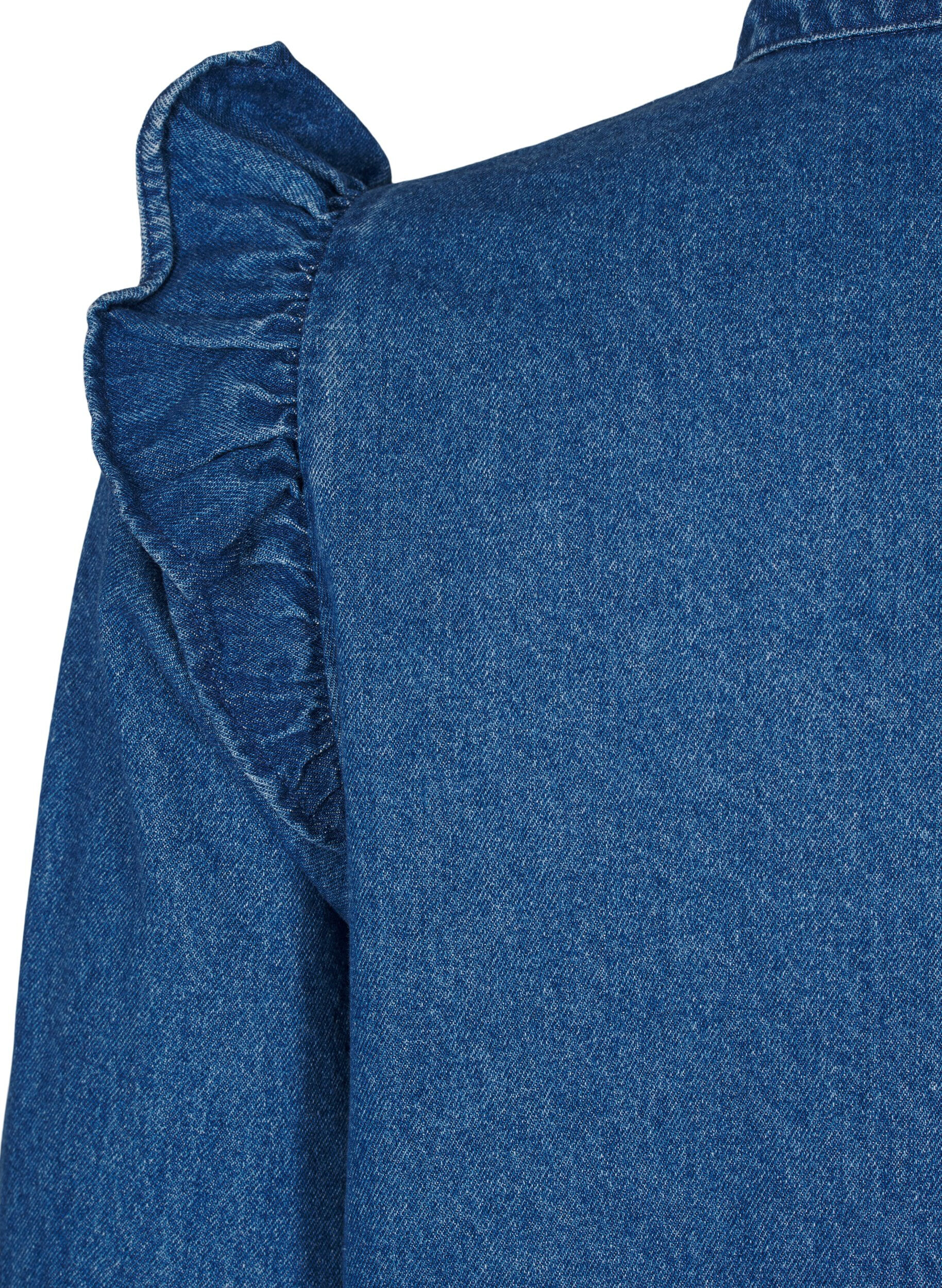 ZizziDenim-Kleid mit R&uuml;schen und A-Ausschnitt, Blue Denim, Packshot image number 3