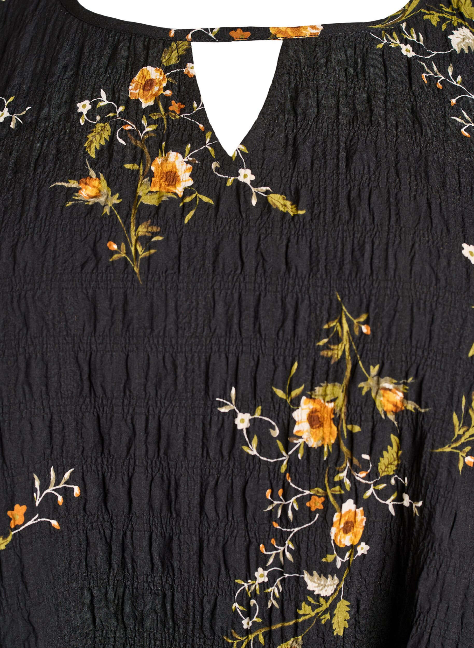 ZizziLang&auml;rmelige Bluse mit gebl&uuml;mtem Muster, Schwarz, Packshot image number 2