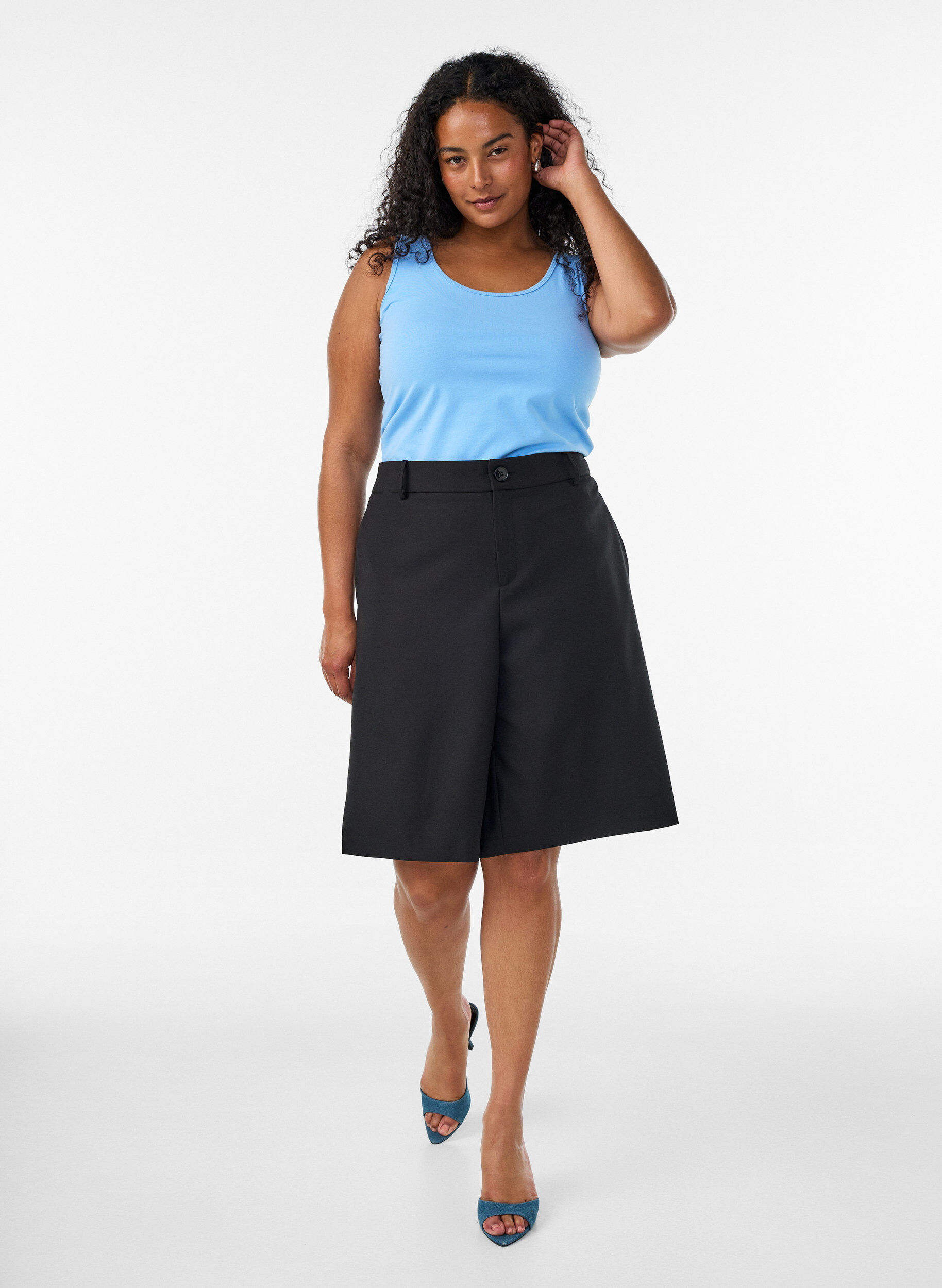 ZizziEinfarbiges Basic Top aus Baumwolle, Blau, Model image number 1
