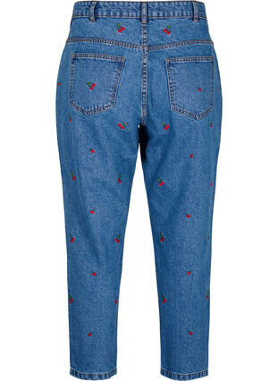 Mille Mom Fit Jeans mit Stickerei, Light Blue Cherry, Packshot image number 1