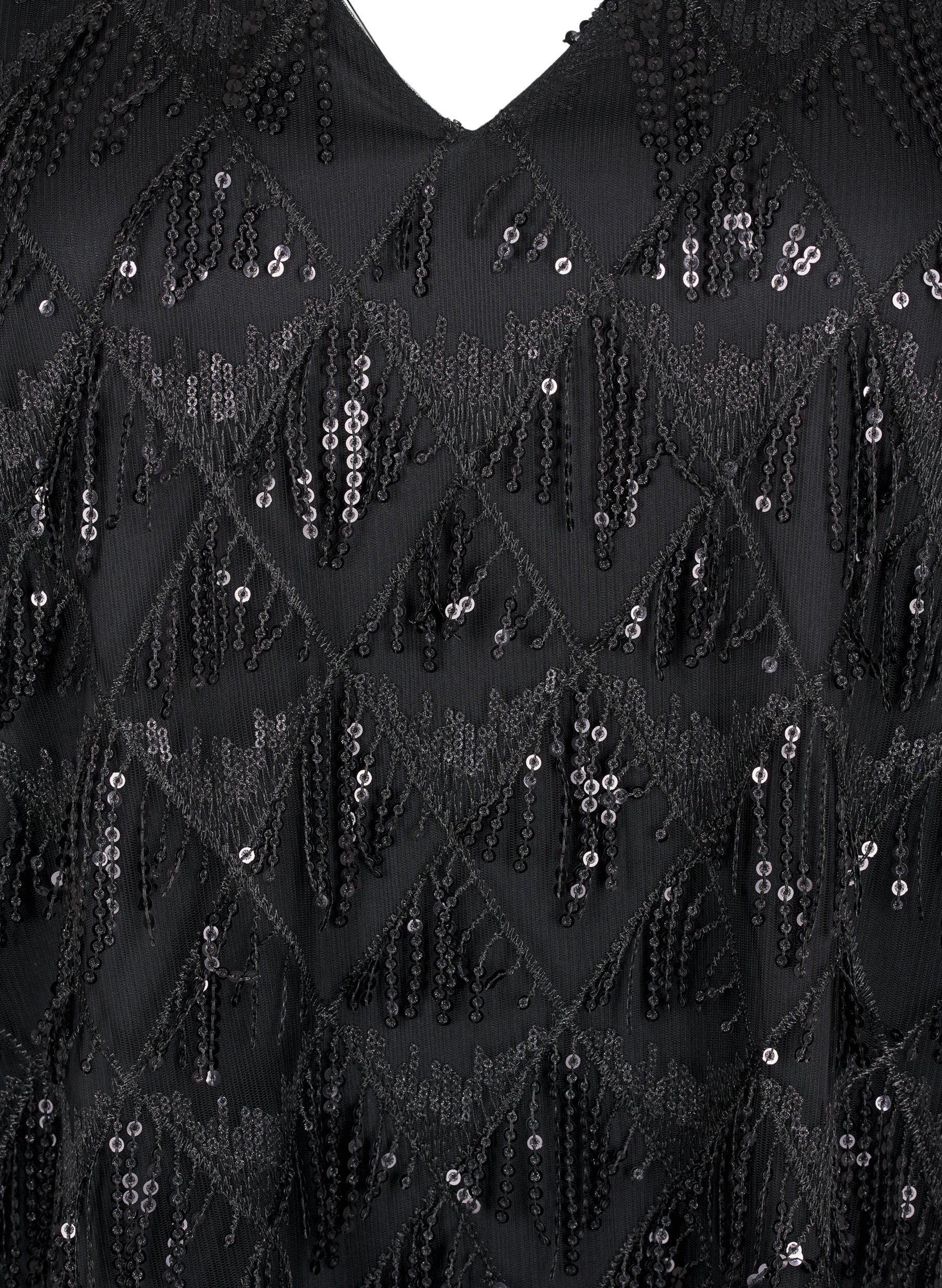 ZizziParty-Bluse mit Paillettenfransen und 3/4-&Auml;rmeln, Black, Packshot image number 2