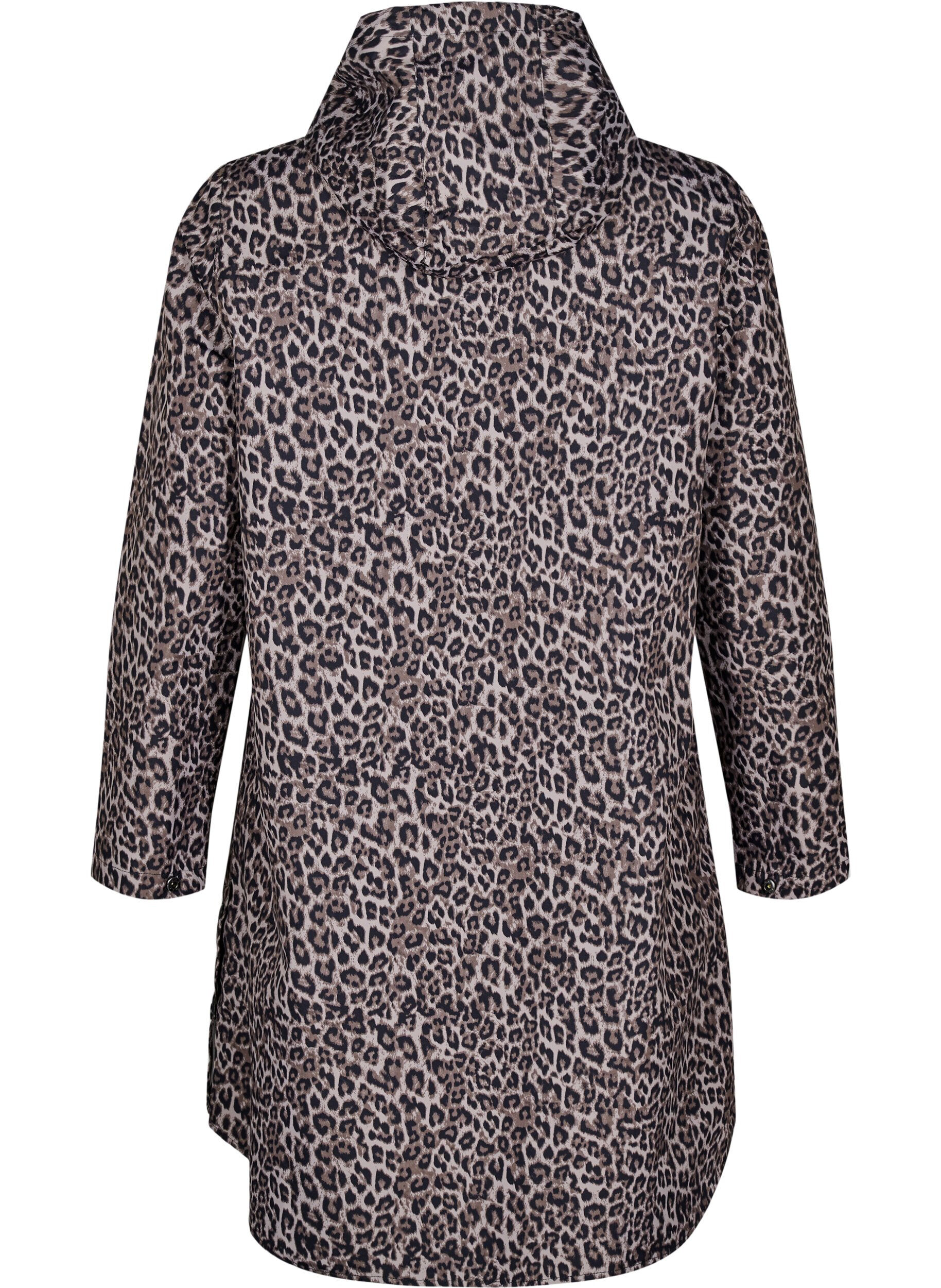 ZizziRegenmantel mit Taschen und Kapuze, Braun, Packshot image number 1