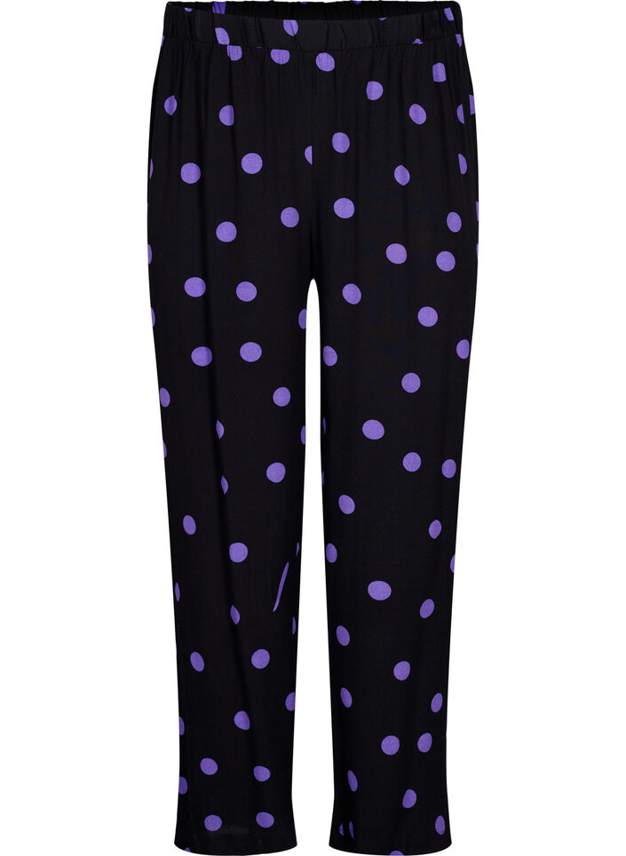 Viskosehose mit Punkten, Black w. Purple Dot, Packshot image number 0