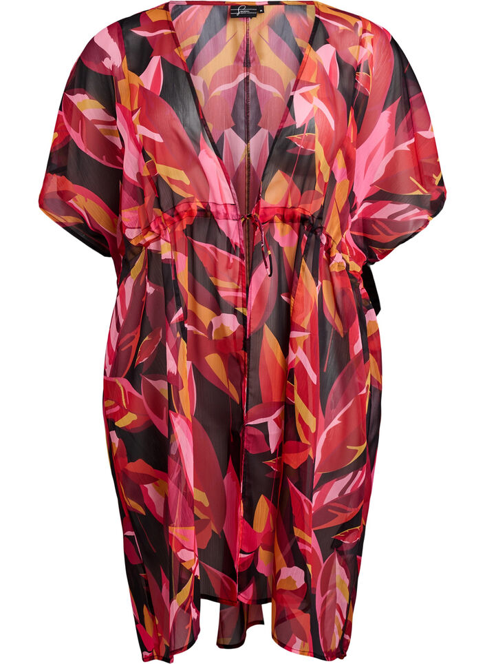 Strand-Kimono mit Druck, Rot, Packshot image number 0