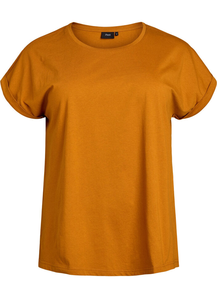 Kurz&auml;rmliges T-Shirt aus einer Baumwollmischung, Orange, Packshot image number 0