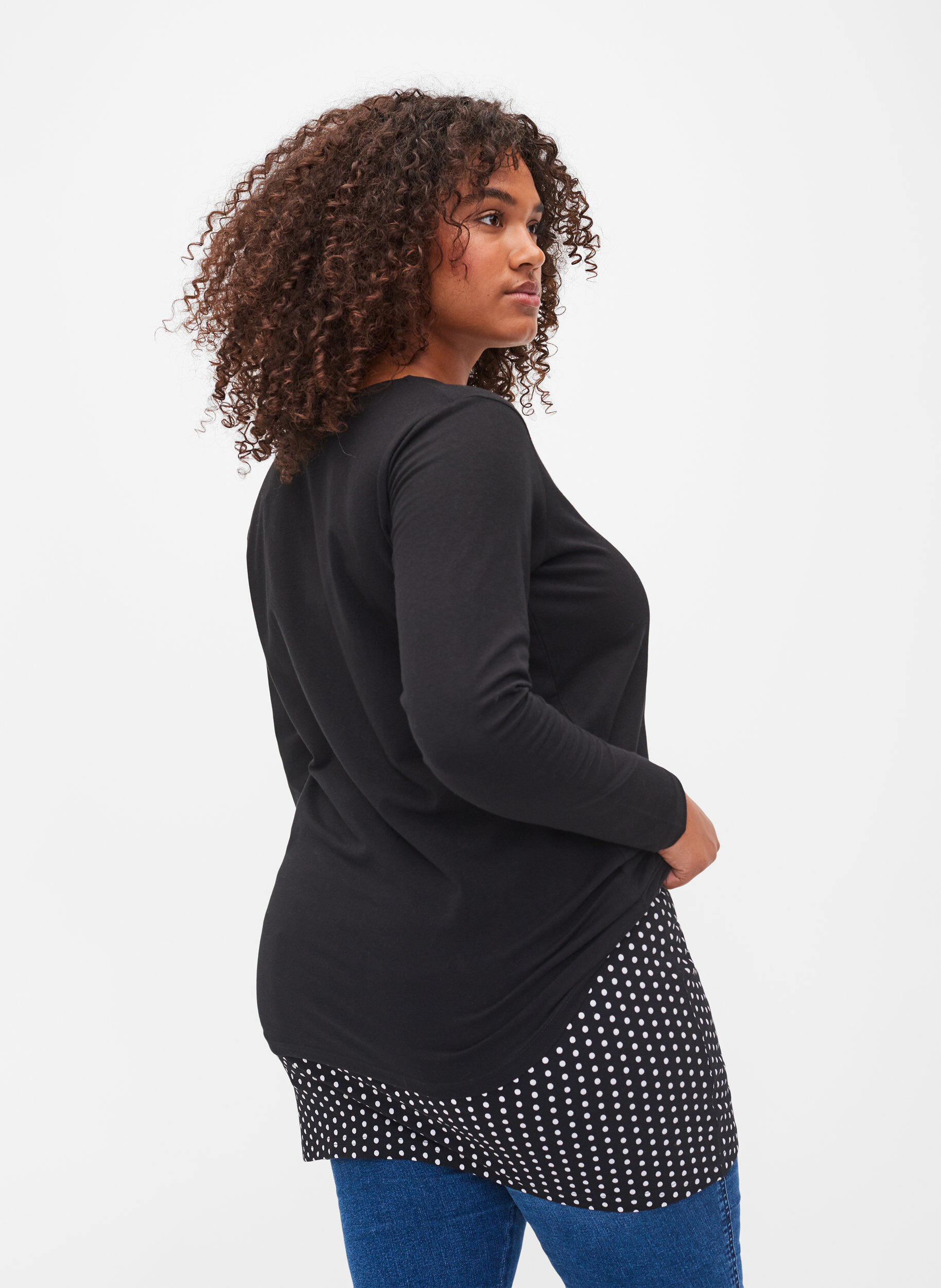 Zizzi2er-Pack Top Extender, Black/Black Dot, Model image number 1