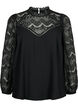 Langärmelige Bluse mit Spitze, Black, Packshot image number 0