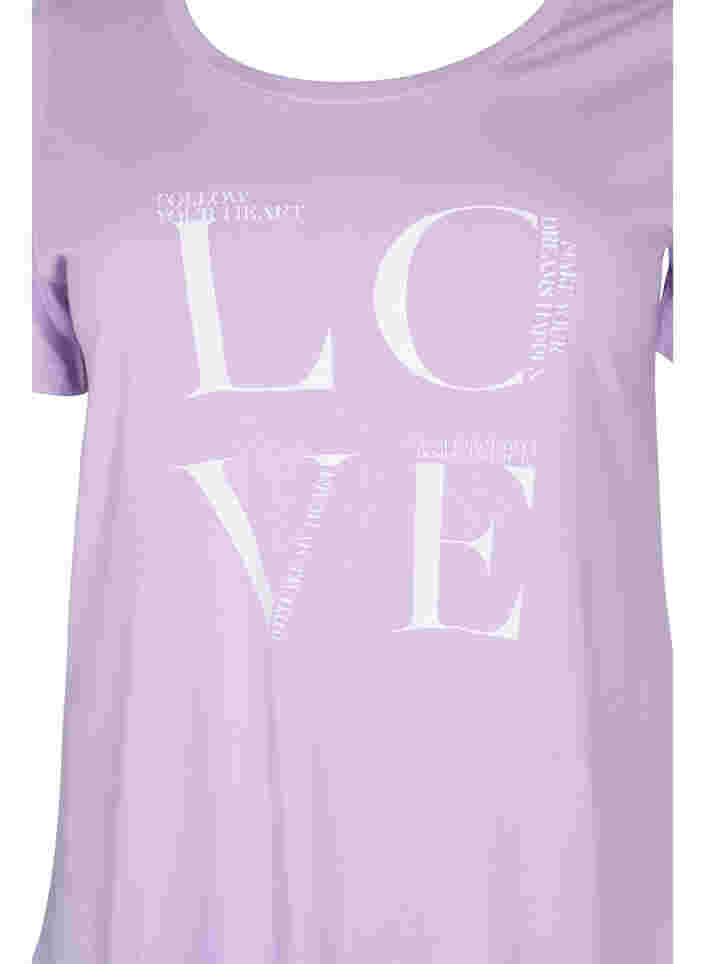 Kurzärmeliges Baumwoll-T-Shirt mit Aufdruck, Lavendula LOVE, Packshot image number 2