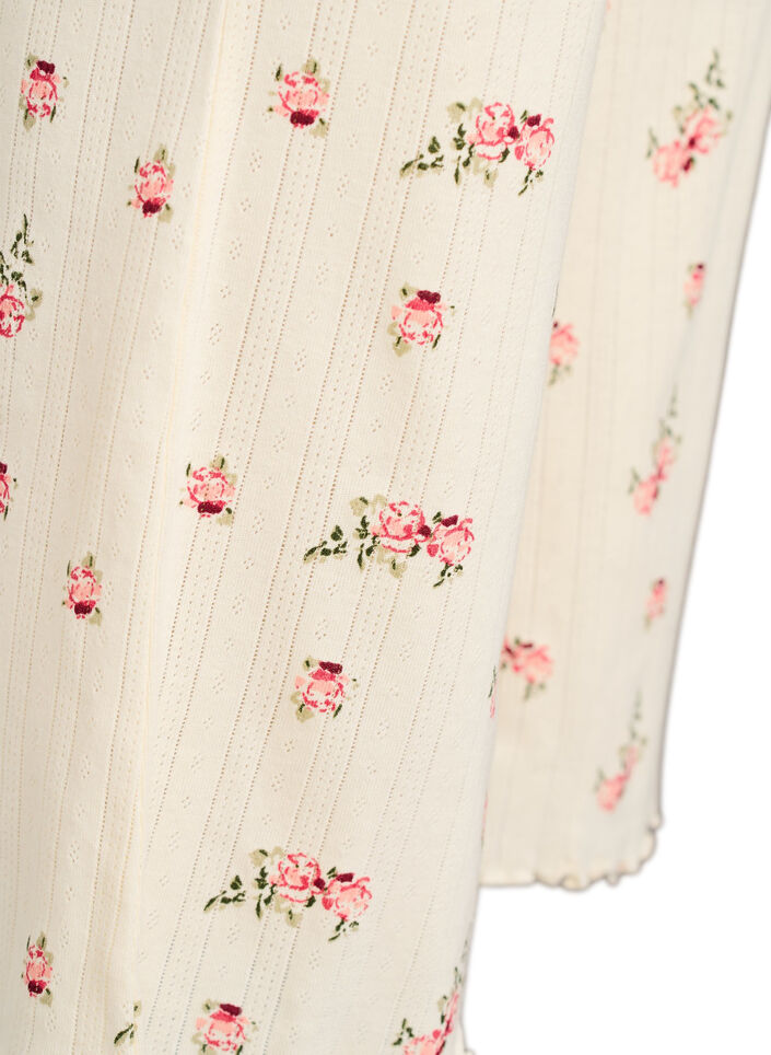 Bio-Baumwoll-Pyjamahose mit strukturierter Oberfl&auml;che, Vanille, Packshot image number 2