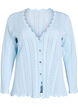 Strickjacke mit Lochstickerei und gewellten Kanten, Blau, Packshot image number 0