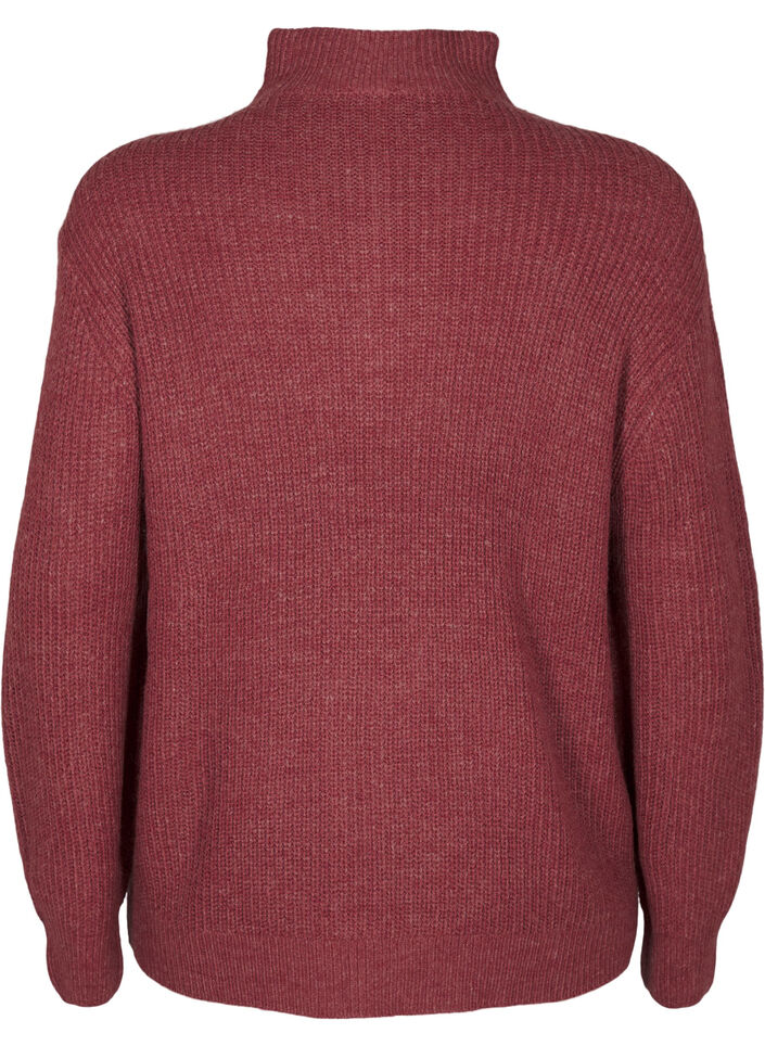 Strickpullover mit hohem Kragen und Rei&szlig;verschluss, Rot, Packshot image number 1
