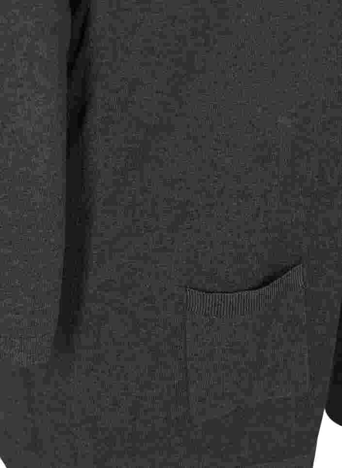Lange Strickjacke aus einer Viskosemischung, Dark Grey Melange, Packshot image number 3