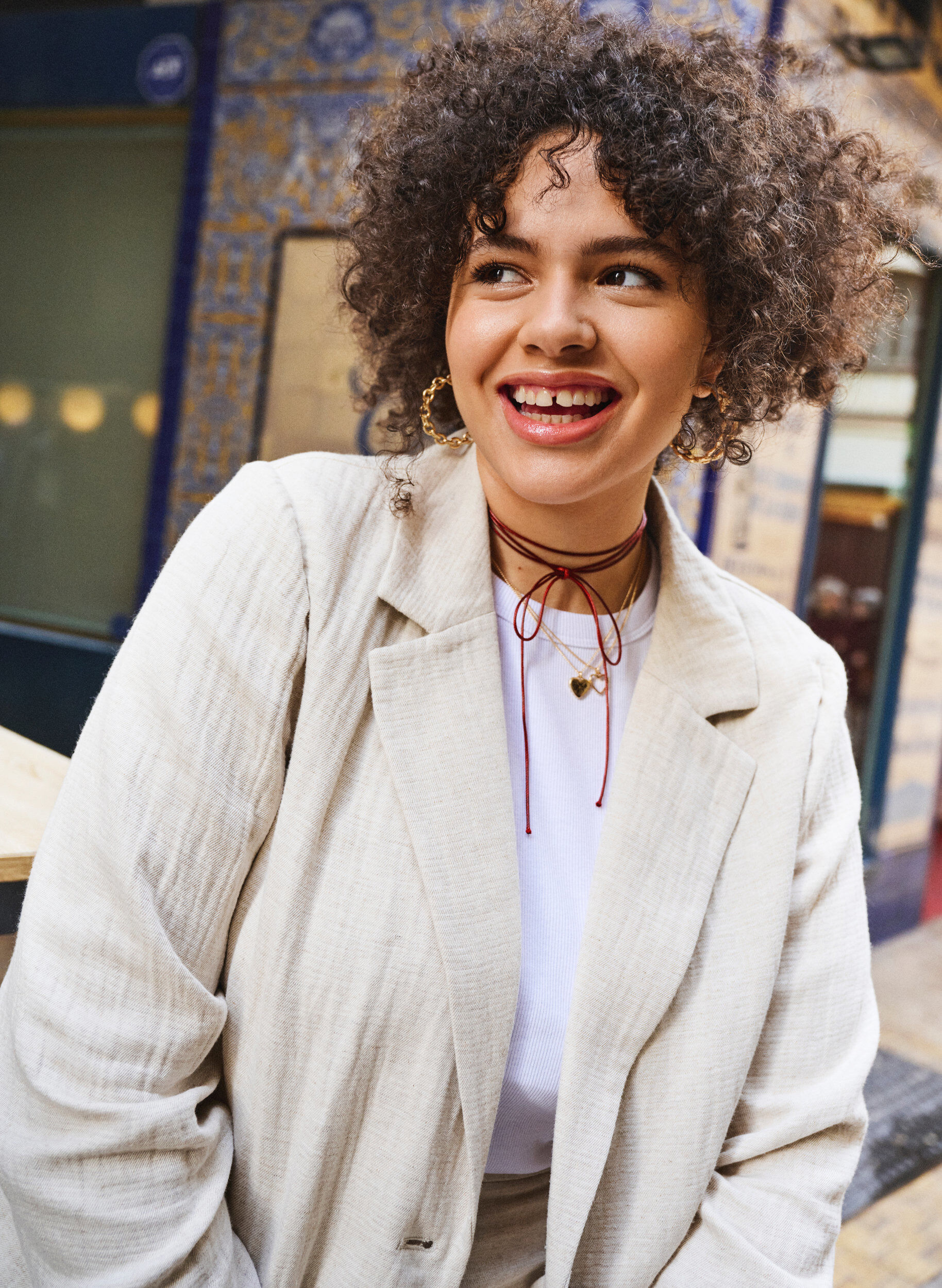 ZizziBlazer aus Materialmix mit Leinen, Rainy Day, Image image number 0