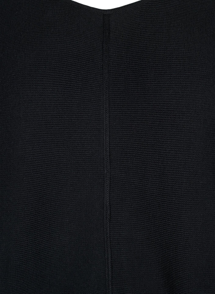 Geripptes Kleid mit 3/4 Ärmeln, Black, Packshot image number 2