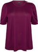 Bluse mit Knopfdetail und kurzen Puff&auml;rmeln, Dunkles Bordeaux, Packshot image number 0