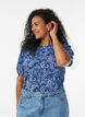 Gemusterte Bluse mit kurzen &Auml;rmeln, Blau, Model image number 0
