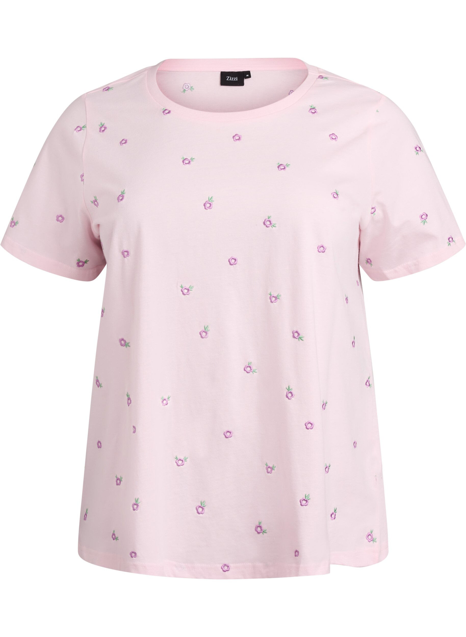 ZizziT-Shirt aus Bio-Baumwolle mit aufgestickten Motiven, Pink, Packshot image number 0