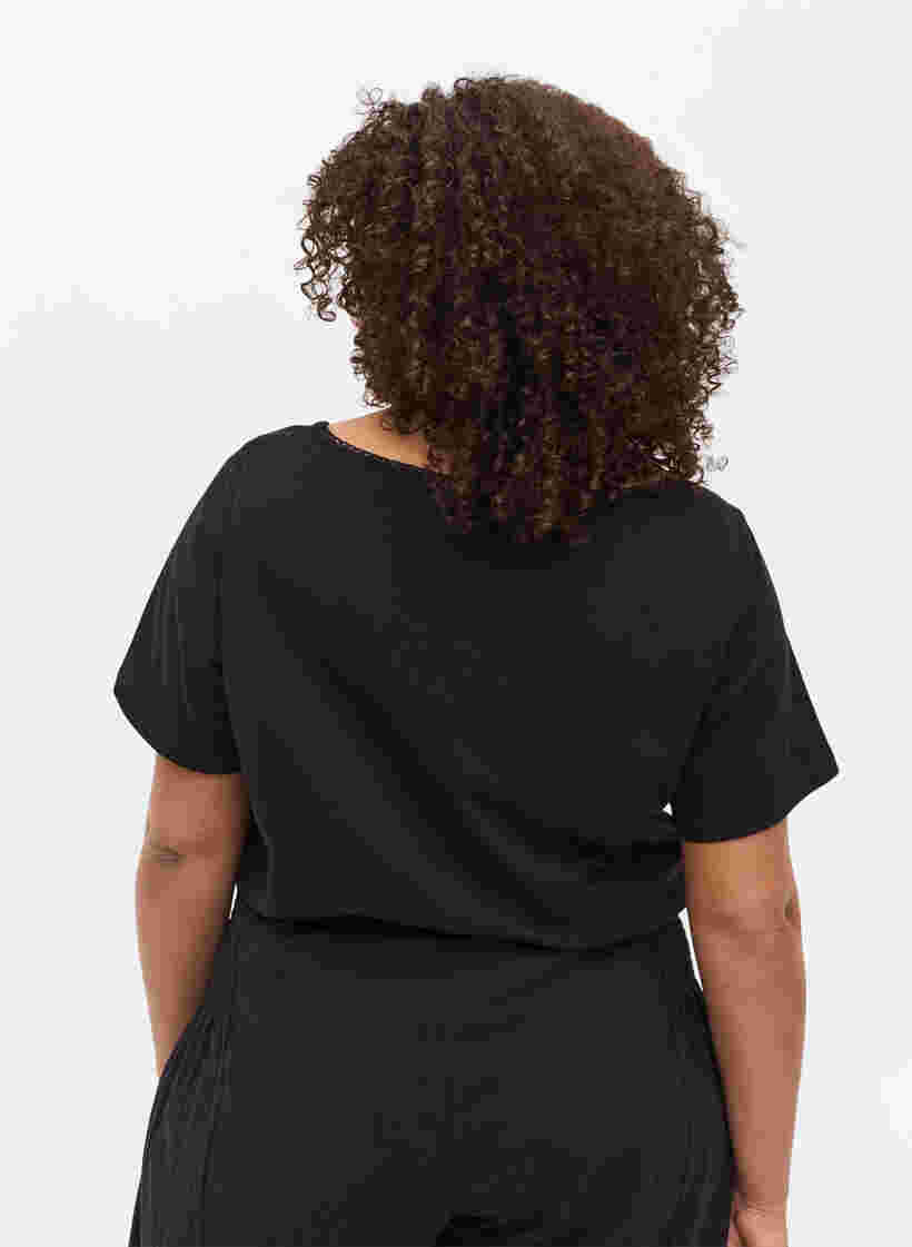 Kurzarm Baumwoll-T-Shirt, Black, Model image number 1