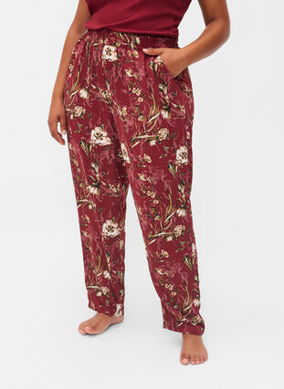 Pyjama Hose mit Bllumen-Print, Cabernet Flower Pr., Model image number 2