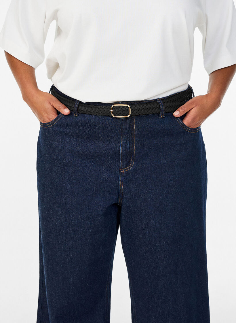 Geflochtener G&uuml;rtel aus Kunstleder, Schwarz, Model image number 0