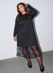 Kleid aus Jersey mit Glitzer und Spitzen, Schwarz, Model image number 0