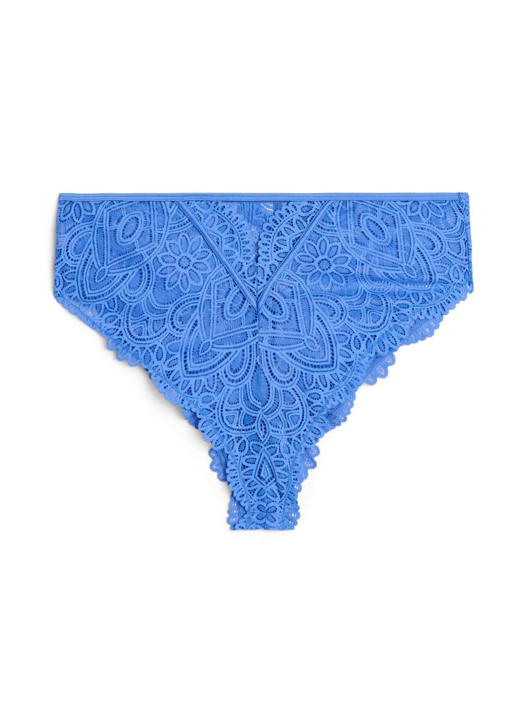 ZizziSpitzen-Brazilian-Slip mit normaler Taille, Blau, Packshot image number 1