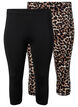 2er-Pack 3/4 Leggings, Black / LEO AOP, Packshot image number 0