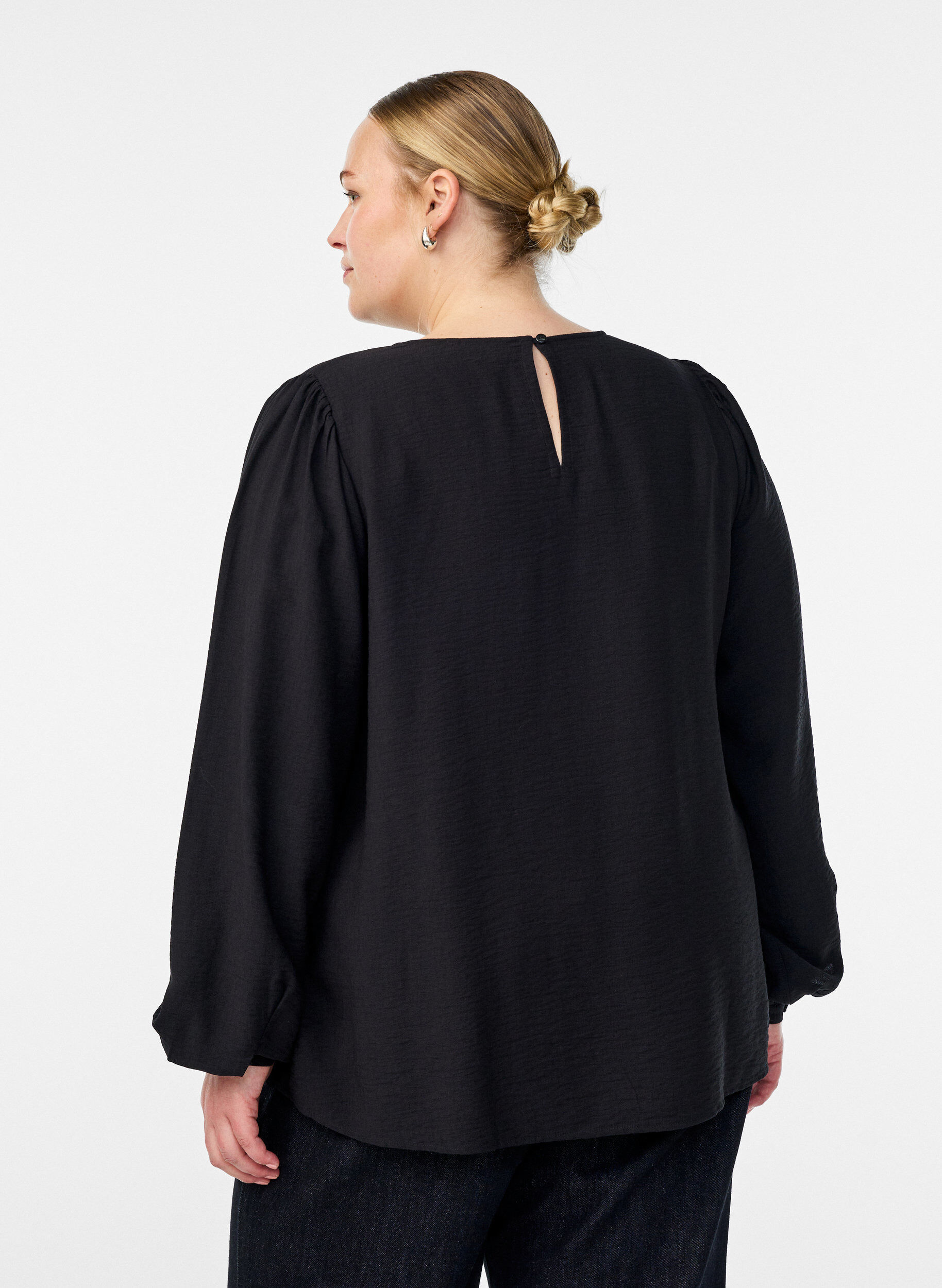 ZizziLang&auml;rmelige Viskosebluse, Schwarz, Model image number 2