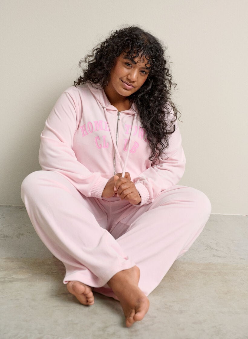 Hoodie aus weichem Velours mit Rei&szlig;verschluss, Rot, Image image number 0