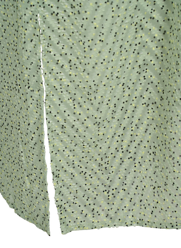 Gepunktetes Shirtkleid mit 3/4 Ärmeln und Schlitz, Seagrass Dot, Packshot image number 3